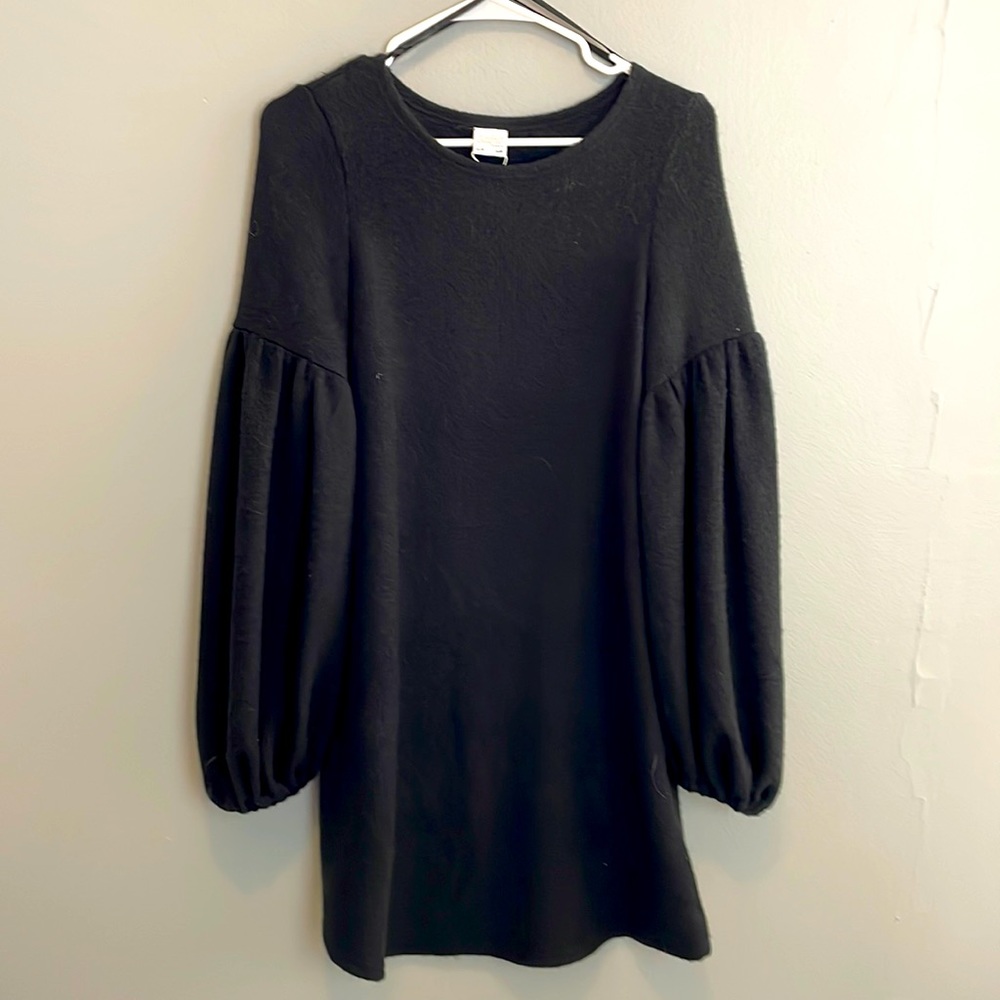 NWT black sweater dress with puffed sleeves